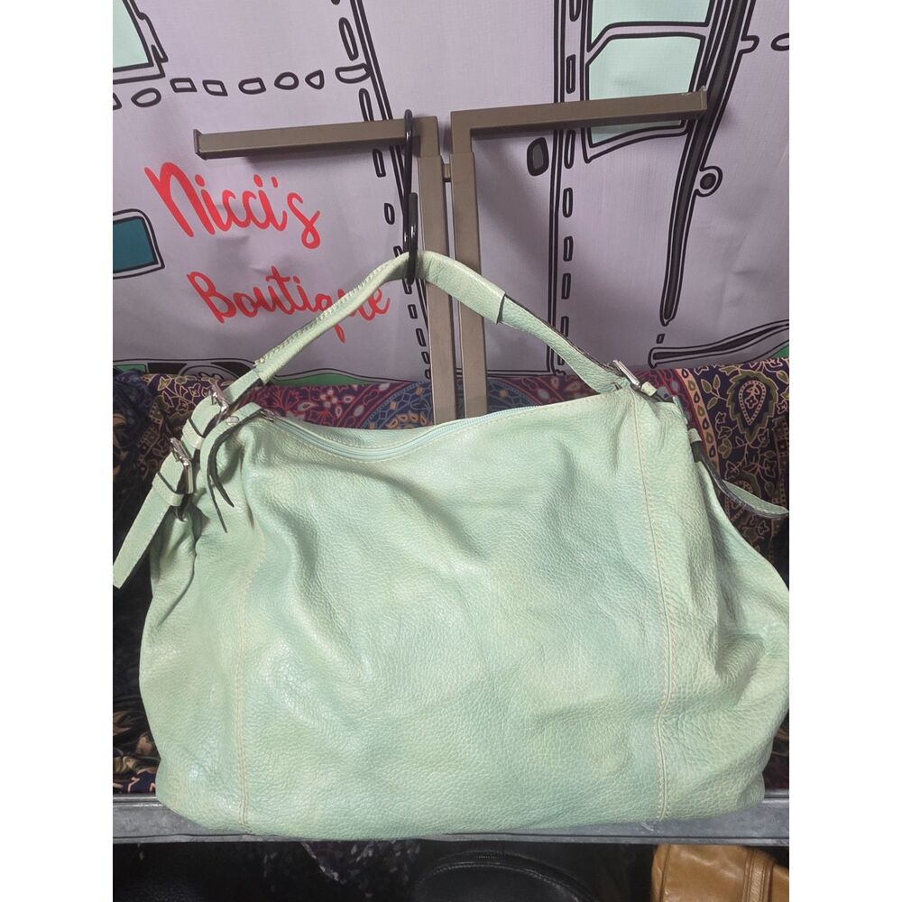 Ted Benson XL Oversized Leather Hobo Bag in Mint